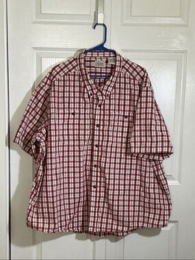 CE Schmidt Workwear Red and White Short-Sleeve Plaid Button-Down Shirt